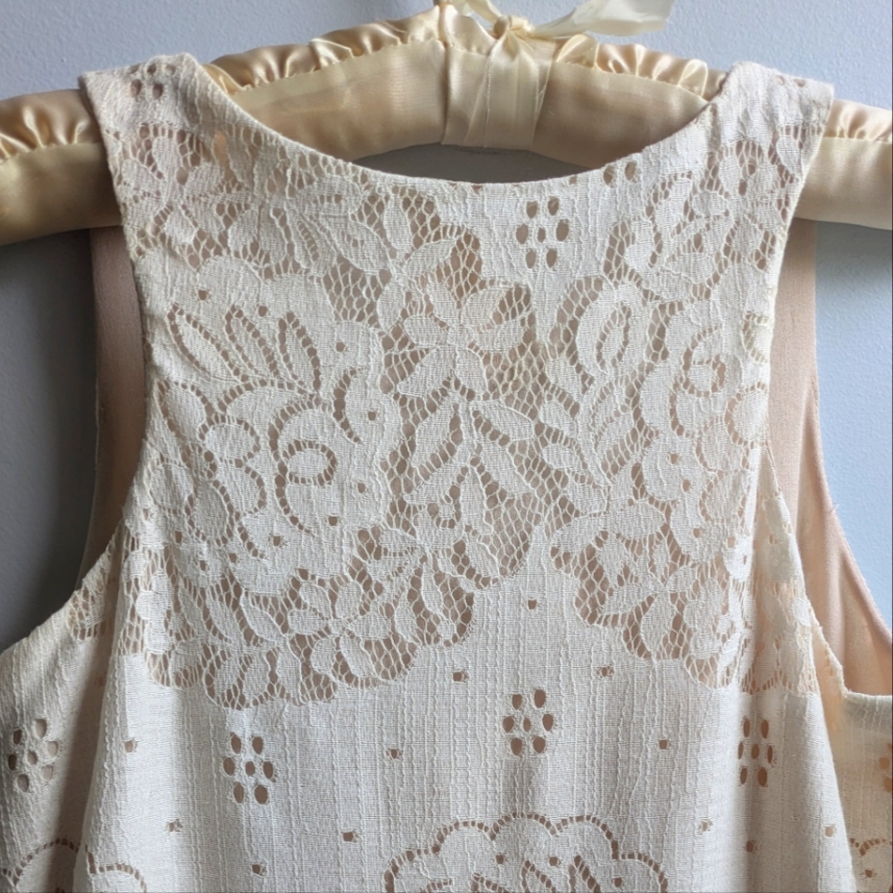Anna Sui Boho Cream Lace Sleeveless Maxi Dress Size 6 - Picture 11 of 14